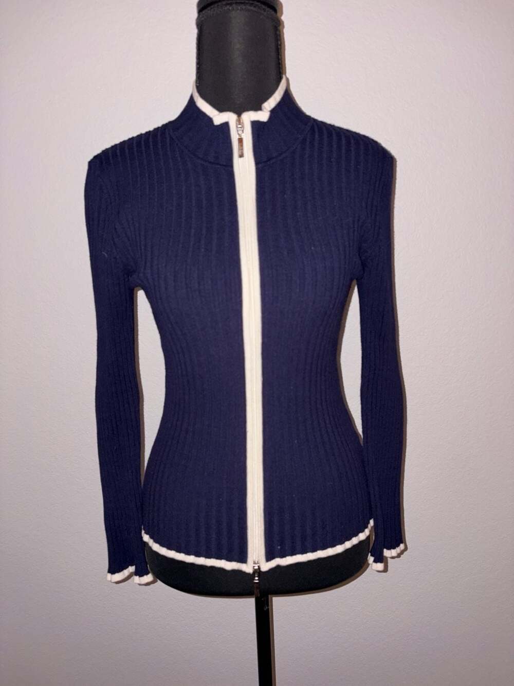 Belldini Full Zip Navy Blue Sweater